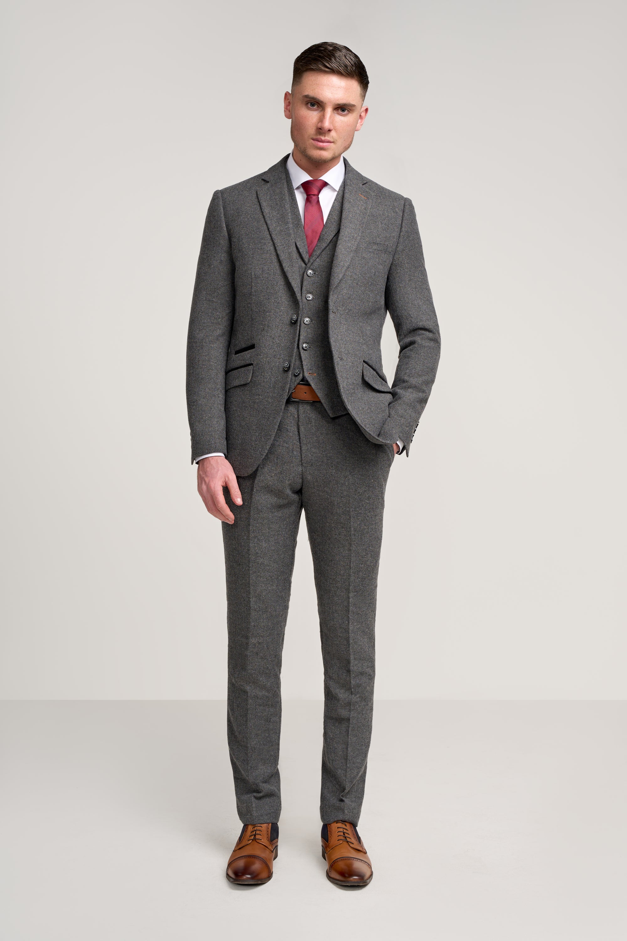 Grey Three-Piece Wedding Suit